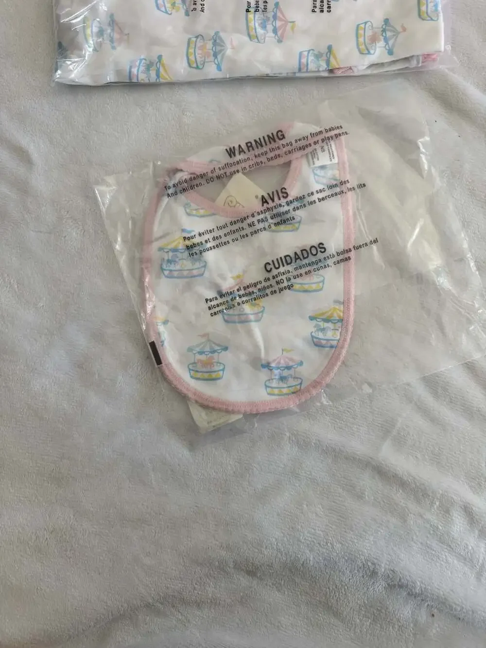 The Beaufort Bonnet Company Candy Stripe Carousel Baby Buggy Blanket and Bib Set